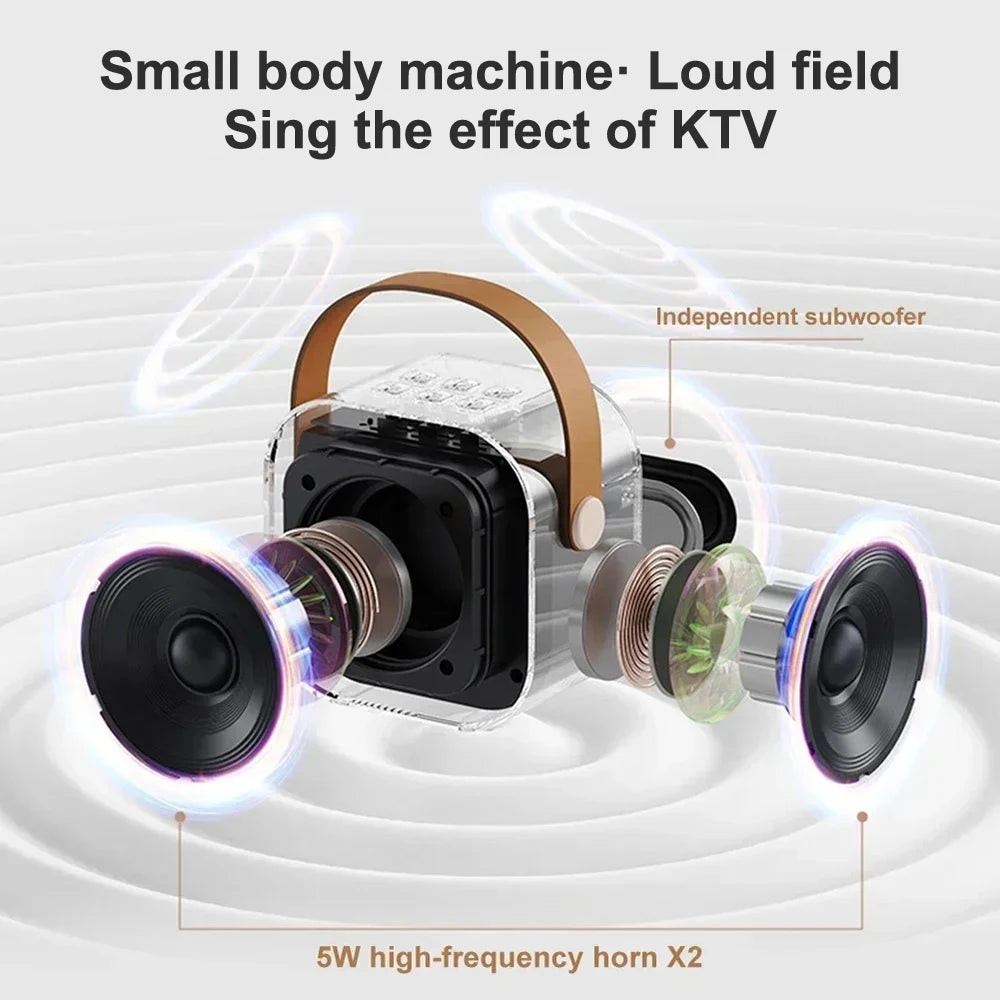 Coluna Bluetooth Karaoke com Microfone Sem Fios e Luzes RGB