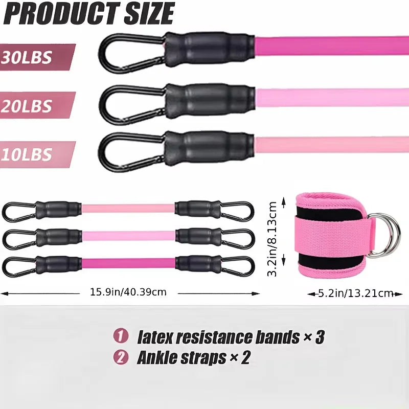 Kit de Faixas Elásticas com Tornozeleiras Ajustáveis