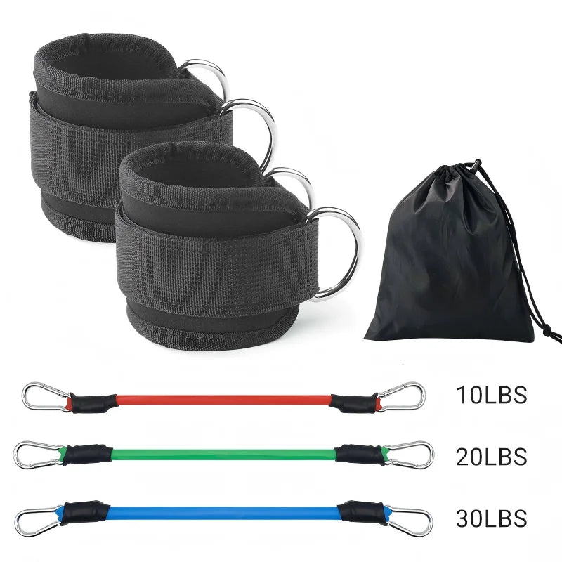 Kit de Faixas Elásticas com Tornozeleiras Ajustáveis