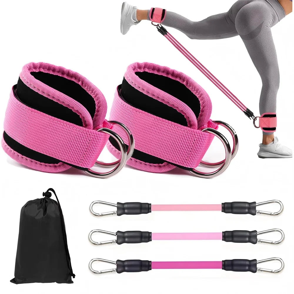 Kit de Faixas Elásticas com Tornozeleiras Ajustáveis