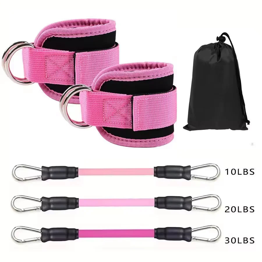 Kit de Faixas Elásticas com Tornozeleiras Ajustáveis