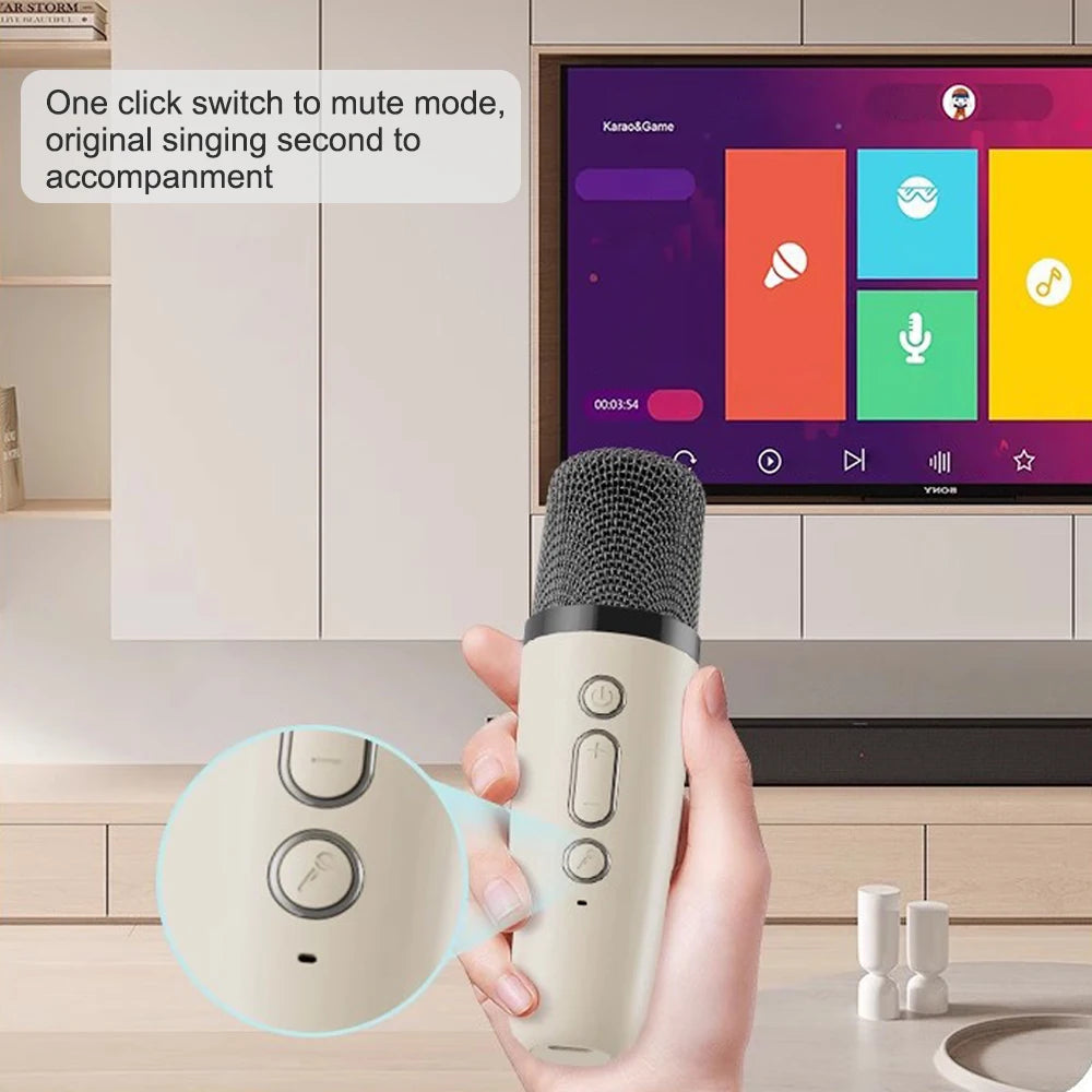 Coluna Bluetooth Karaoke com Microfone Sem Fios e Luzes RGB