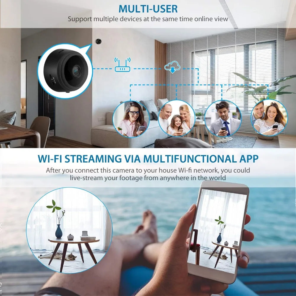 Mini Câmara de Vigilância Wi-Fi HD para InteriorMOS 2MP Telefon Alarm Camera