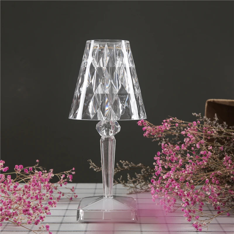 Candeeiro de Mesa Cristal LED Recarregável Touch
