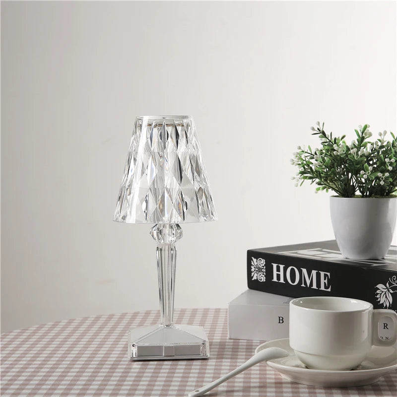 Candeeiro de Mesa Cristal LED Recarregável Touch