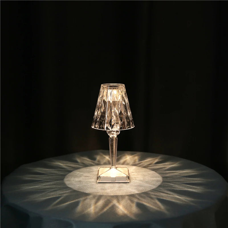 Candeeiro de Mesa Cristal LED Recarregável Touch