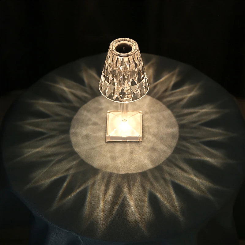 Candeeiro de Mesa Cristal LED Recarregável Touch