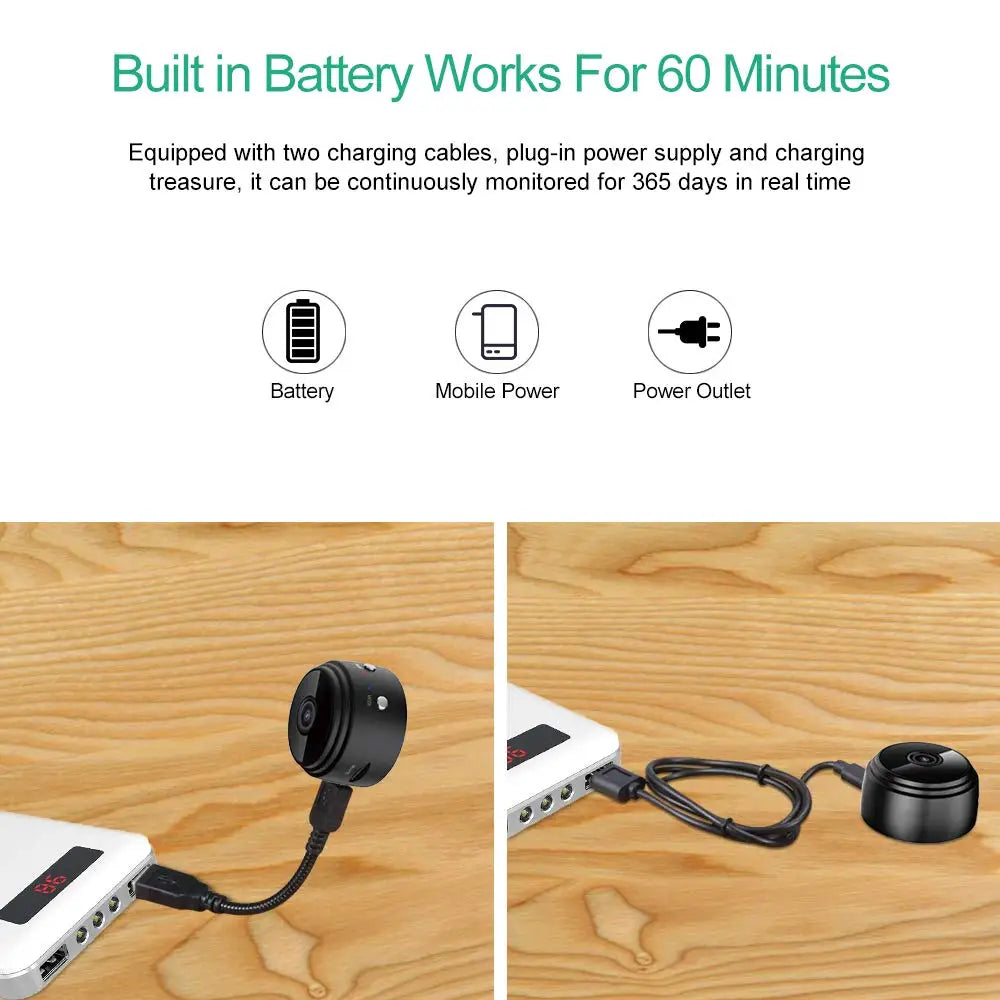 Mini Câmara de Vigilância Wi-Fi HD para InteriorMOS 2MP Telefon Alarm Camera