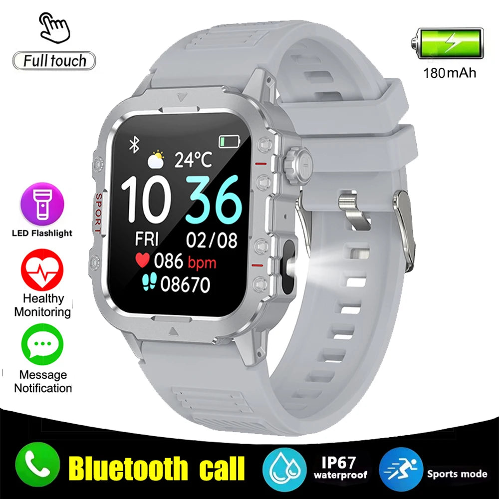 Smartwatch Militar IP67 com Chamadas Bluetooth e Monitorização de Saúde