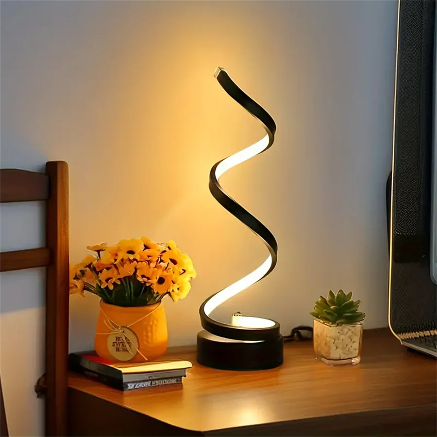 Candeeiro LED Espiral Moderno com Intensidade Ajustável