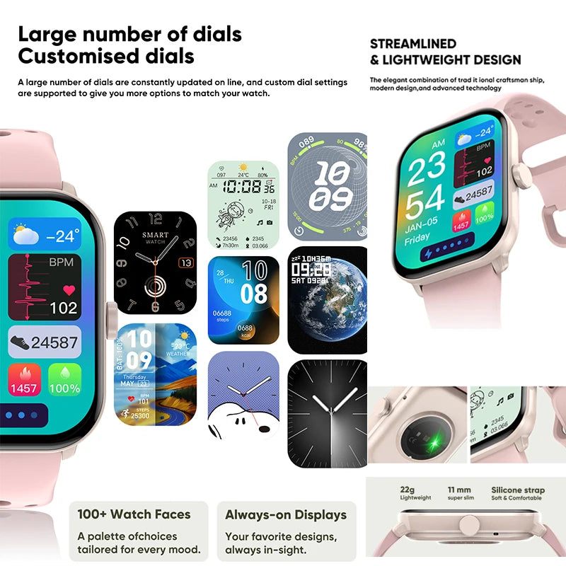 Smartwatch AMOLED com Chamadas Bluetooth, GPS e Monitorização da Saúde