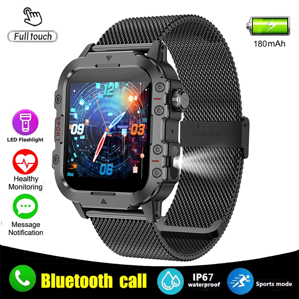 Smartwatch Militar IP67 com Chamadas Bluetooth e Monitorização de Saúde