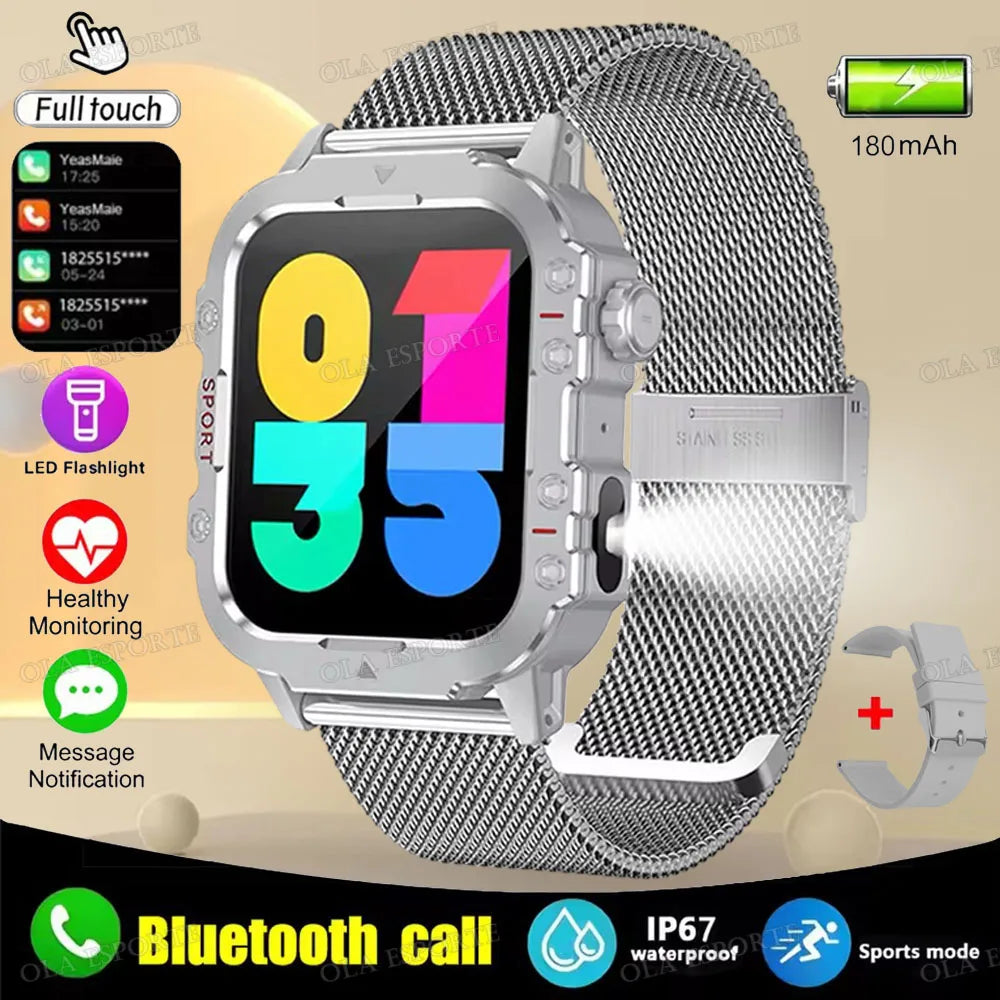 Smartwatch Militar Premium IP67 com Chamadas Bluetooth e Monitorização da Saúde