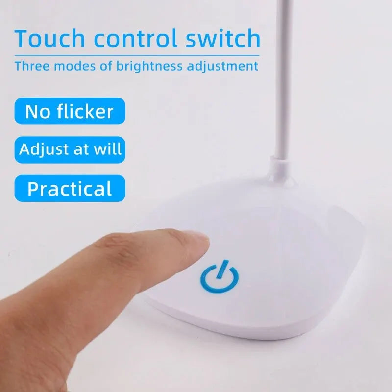 Candeeiro LED de Secretária USB Recarregável – Luz Regulável para Estudo e Trabalho