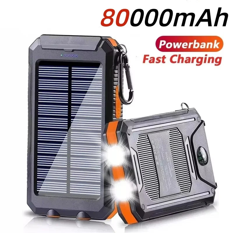 Power Bank Solar 80.000 mAh – Carregamento Rápido com Lanterna LED
