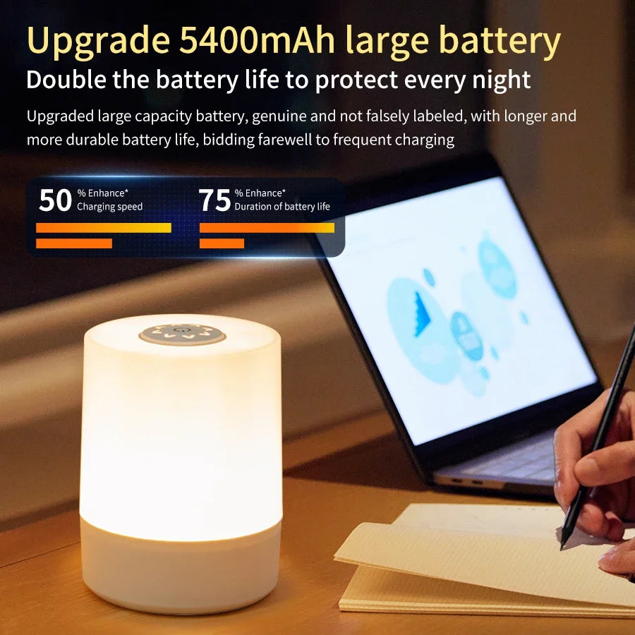 Candeeiro LED Tátil Recarregável com Comando – Luz Ambiente para Quarto