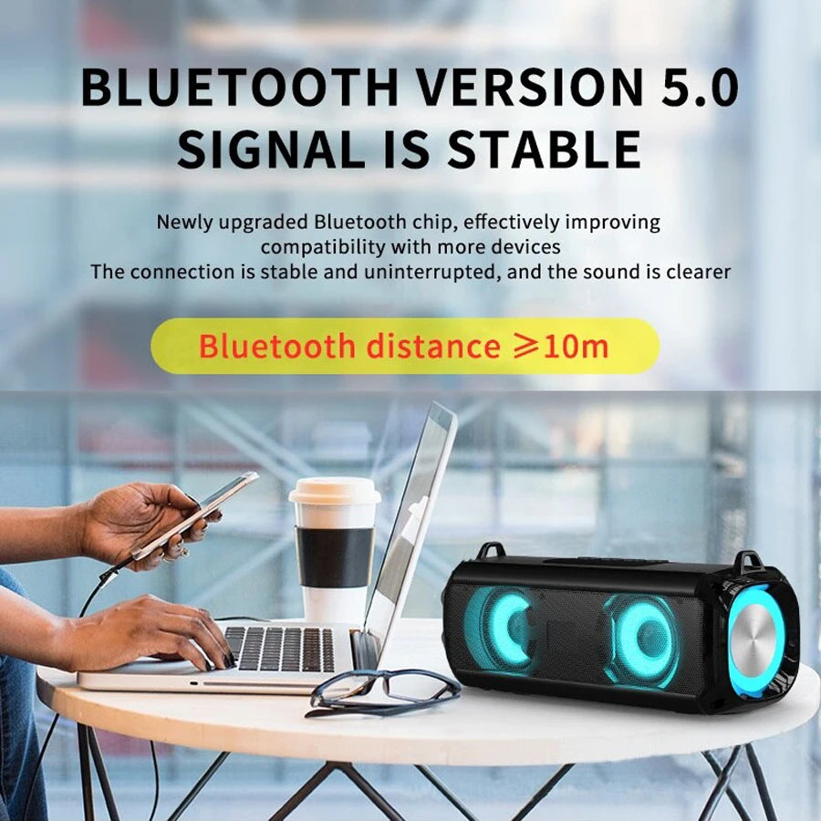 Wireless Portable Bluetooth Speaker Subwoofer Radio FM Sound Box Music Bass With Lamp Caixa De Som Blootooth Audio Coluna Column