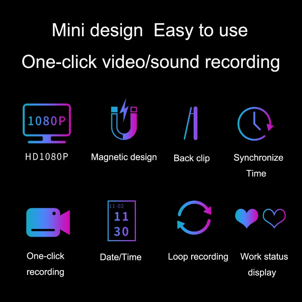 Mini Câmera Portátil 1080 HD com Ecrã