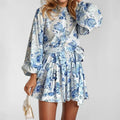 Vestido Midi Floral Elegante de Manga Comprida