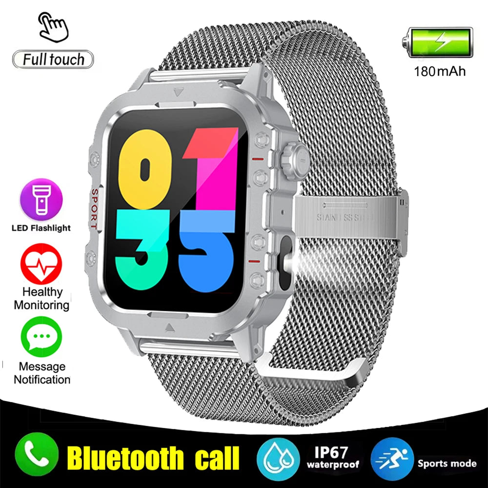 Smartwatch Militar IP67 com Chamadas Bluetooth e Monitorização de Saúde
