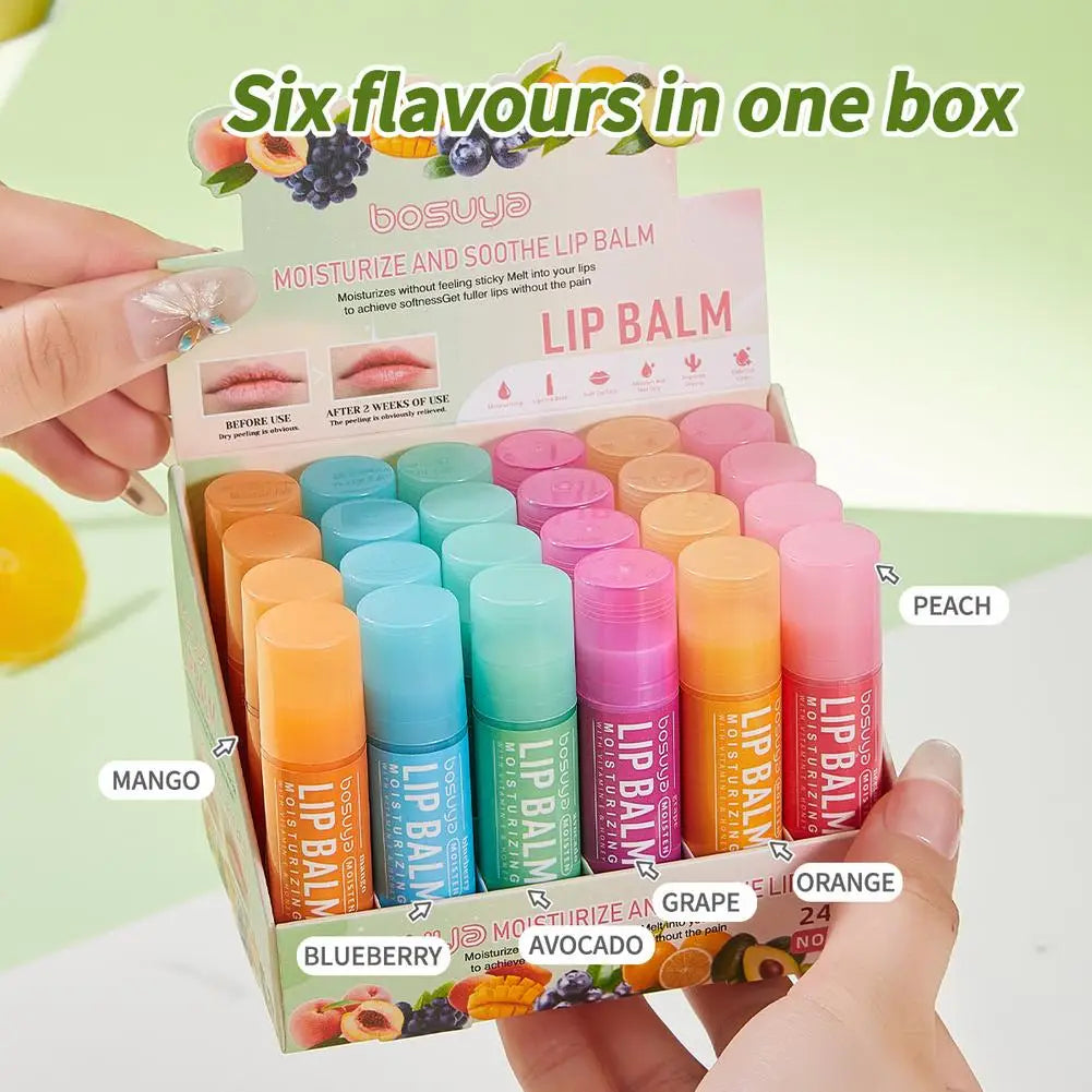 Conjunto de Bálsamos Labiais Hidratantes com Aroma de Frutas