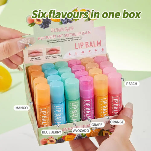 Conjunto de Bálsamos Labiais Hidratantes com Aroma de Frutas
