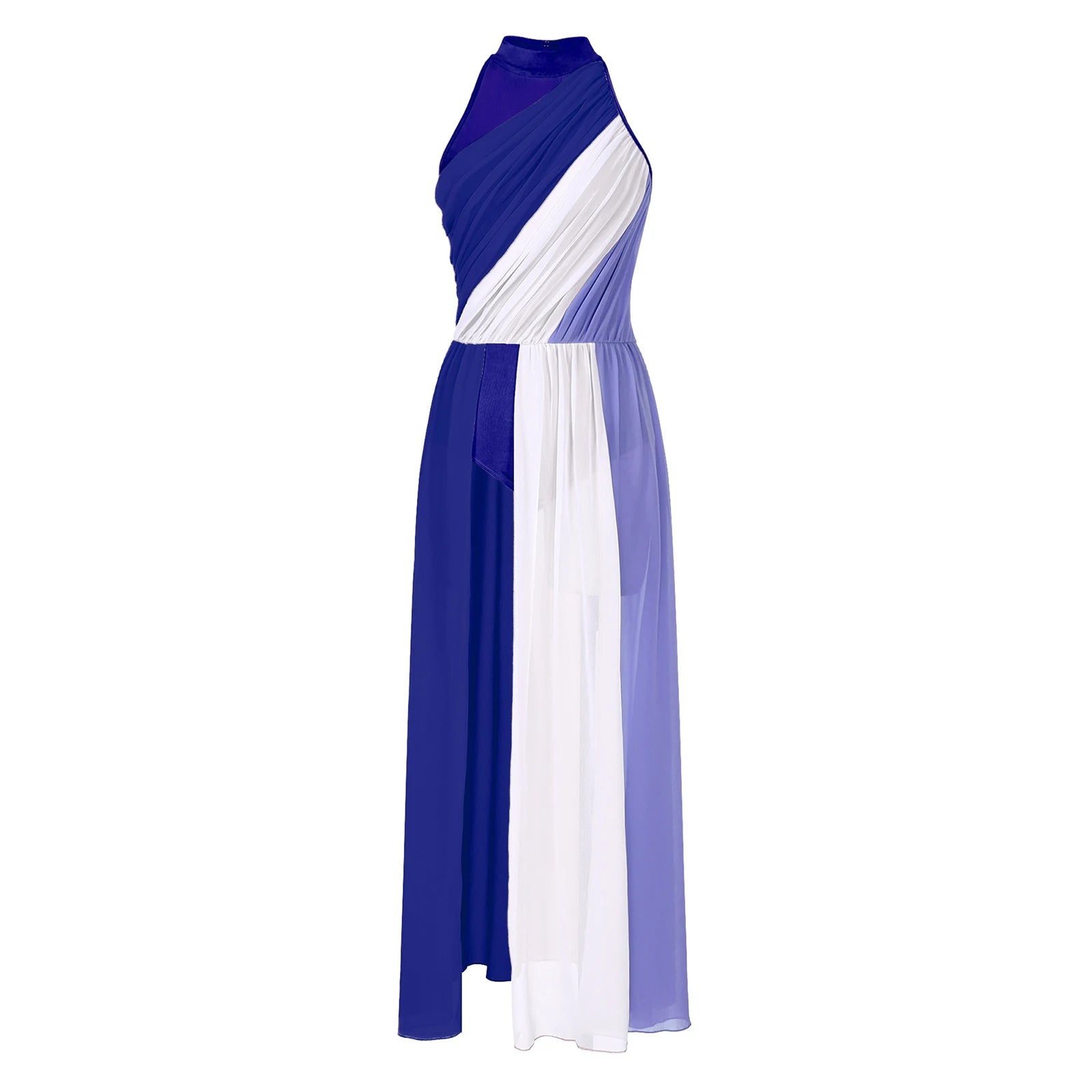 Vestido Elegante Maxi para Mulher com Decote Assimétrico e Cintura Marcada