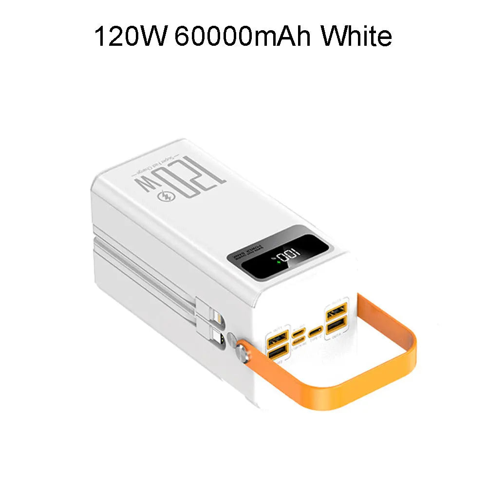 Power Bank Portátil 30.000/60.000 mAh 120W – Carregamento Rápido com Lanterna LED