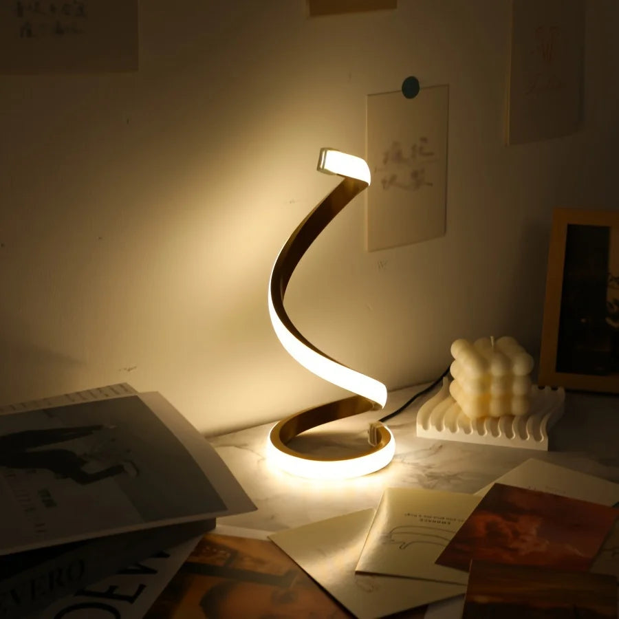 Candeeiro LED Espiral Moderno com Intensidade Ajustável