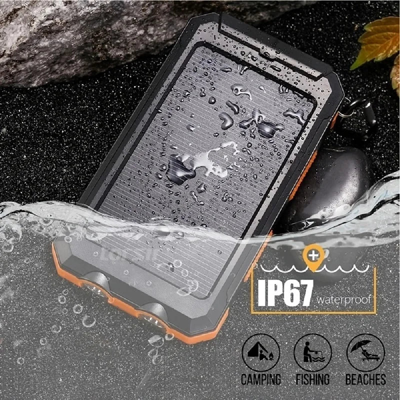 Power Bank Solar 20.000 mAh – Carregamento Rápido com Lanterna LED