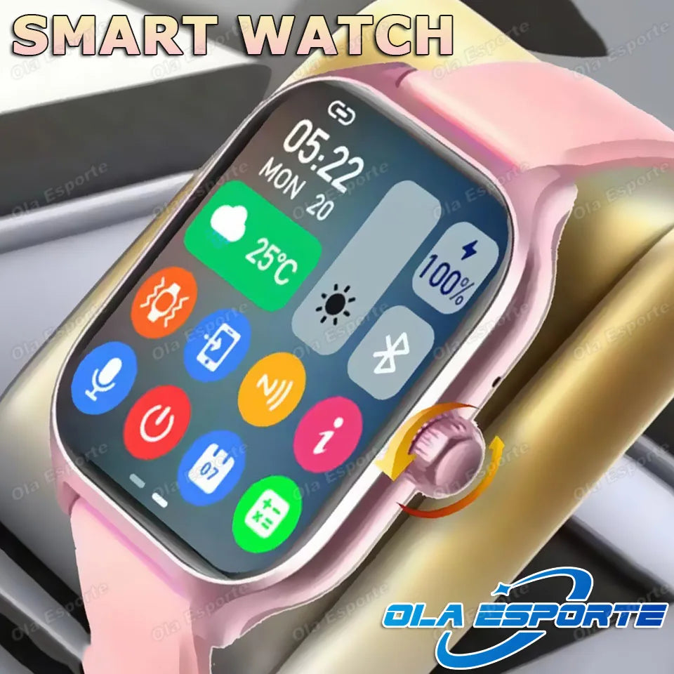 Smartwatch HD 2,01” com Chamadas Bluetooth e Monitorização da Saúde