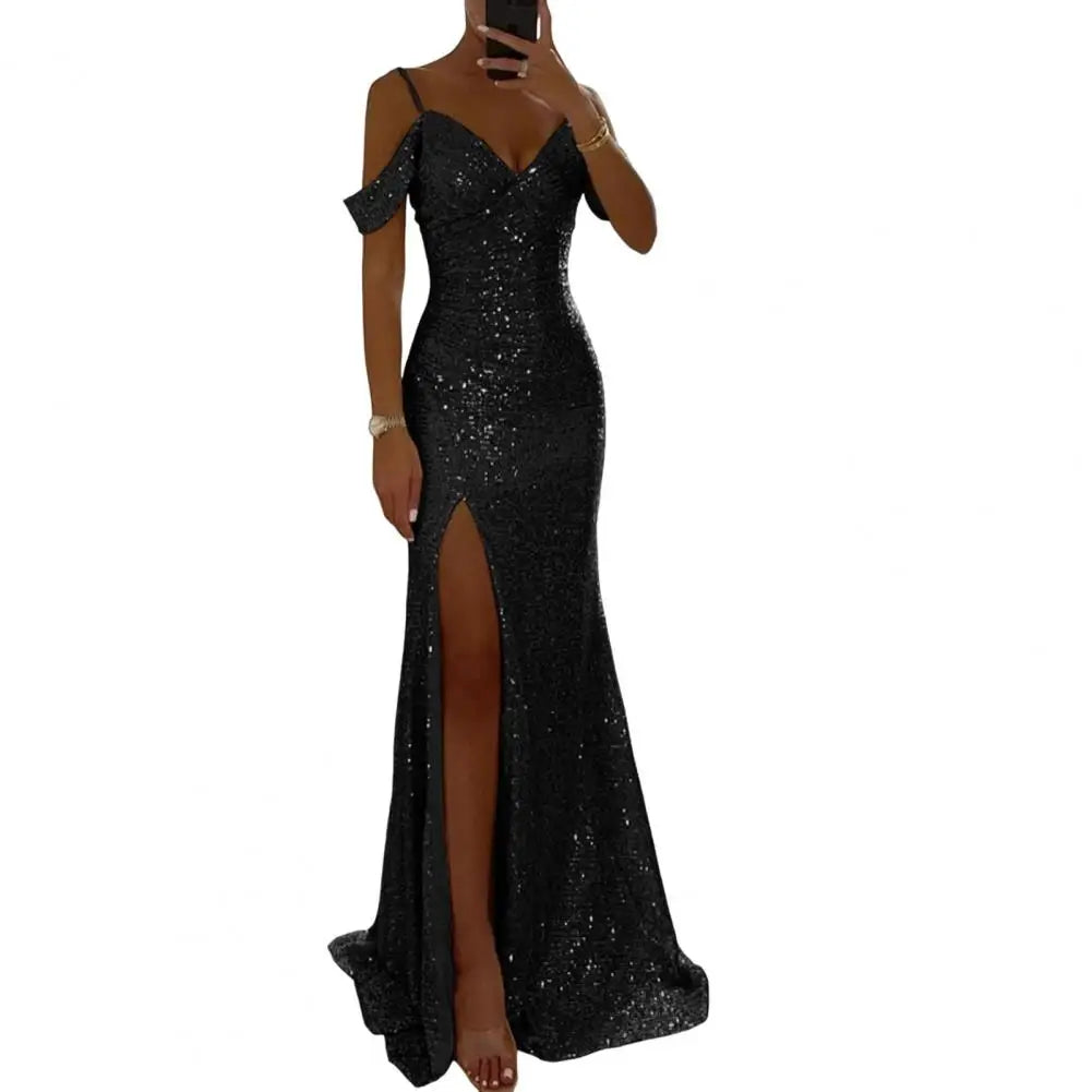 Vestido de Gala Elegance - Lantejoulas Premium com Decote em V