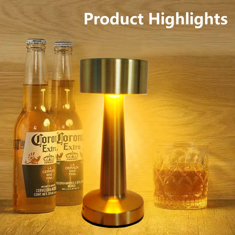 Rechargeable Led Table Lamp Retro Night Light Desk Bar Coffee Dining Room Home Decor Wireless 3 Colors Dimmable Touch Switch