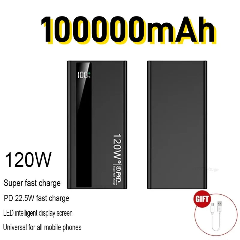 Power Bank 50.000 mAh 120W – Carregamento Rápido USB-C e USB