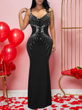 Vestido Longo Premium com Brilhantes e Decote Elegante