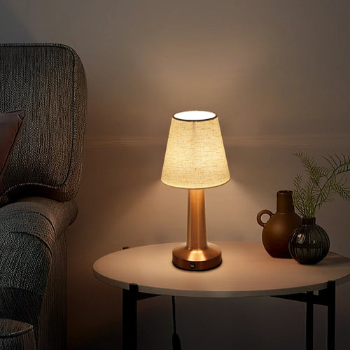 Candeeiro de Mesa LED Touch Recarregável com Abajur Premium