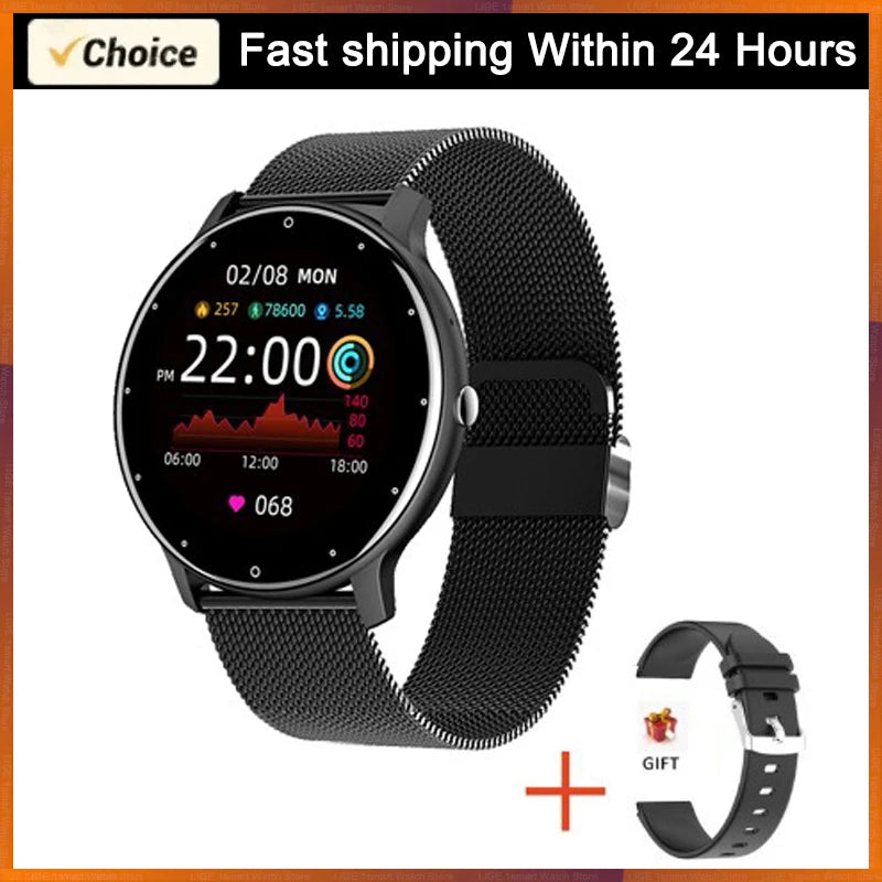 Smartwatch Elegante Redondo com Monitorização da Saúde e Fitness