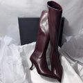 Elegant High Heels Women High Boots Leather Pointed Toe Fashion Shoes 2025 Winter Trend Designer Knee High Pumps Botas De Mujer
