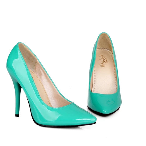 Elegant Green High Heels Pumps Shoes Woman Nude Red Blue Women's Heeled Party Office Wedding Shoes Ladies Large Size 45 ZOGEER