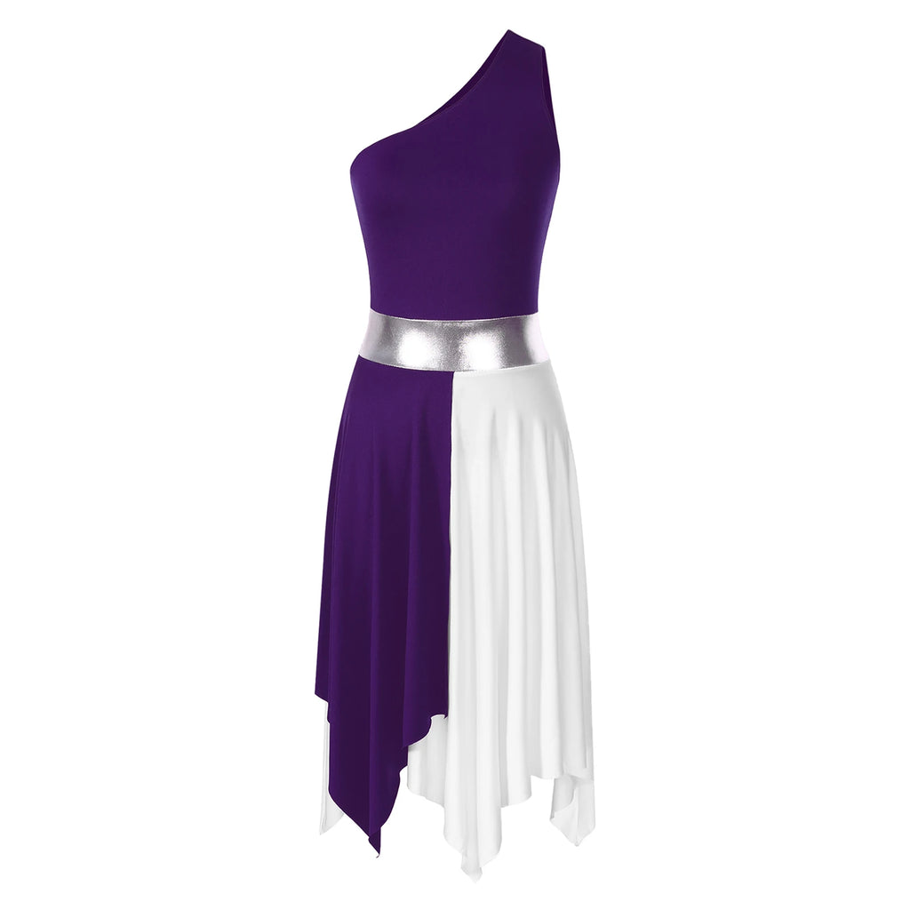 Vestido Elegante Maxi para Mulher com Decote Assimétrico e Cintura Marcada