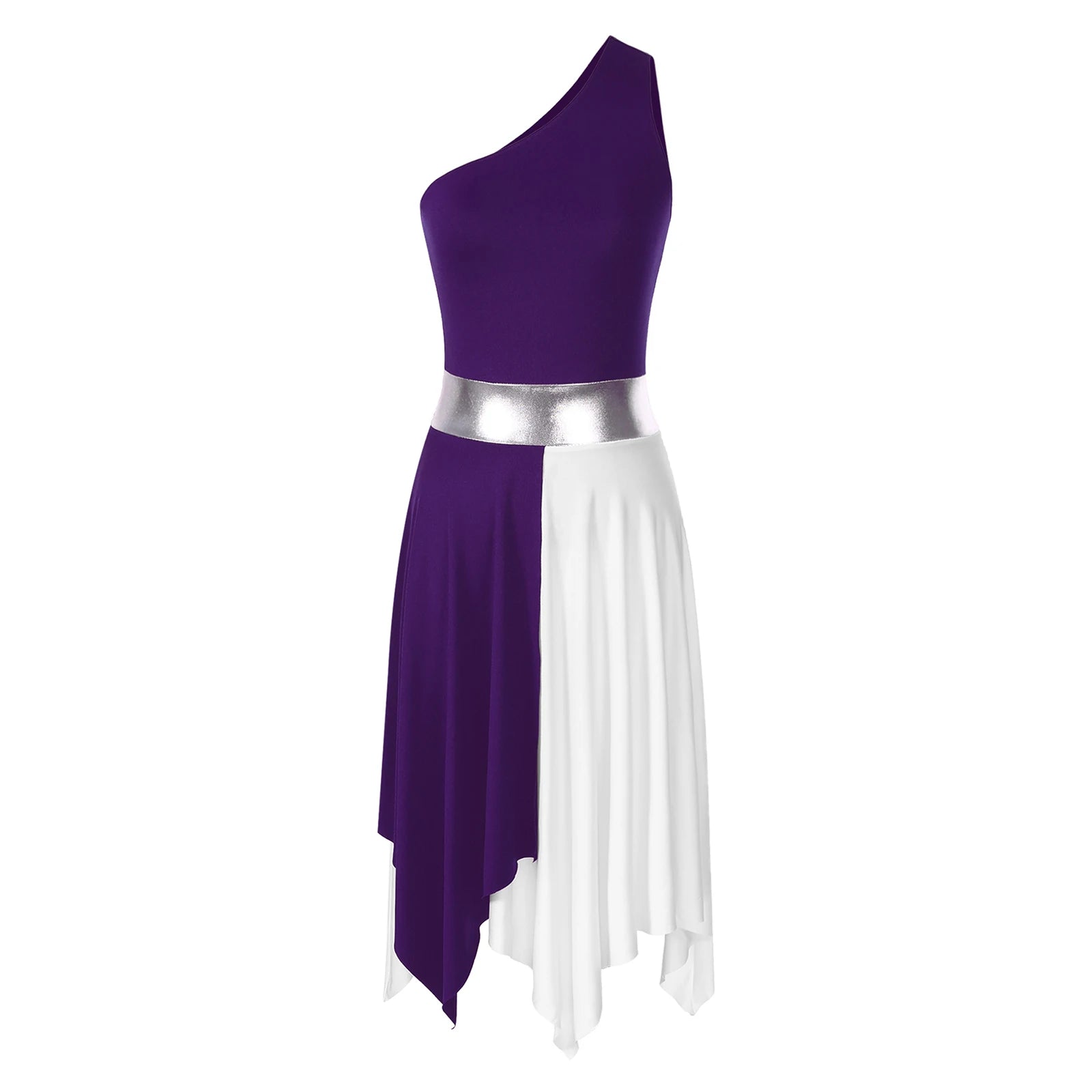 Vestido Elegante Maxi para Mulher com Decote Assimétrico e Cintura Marcada