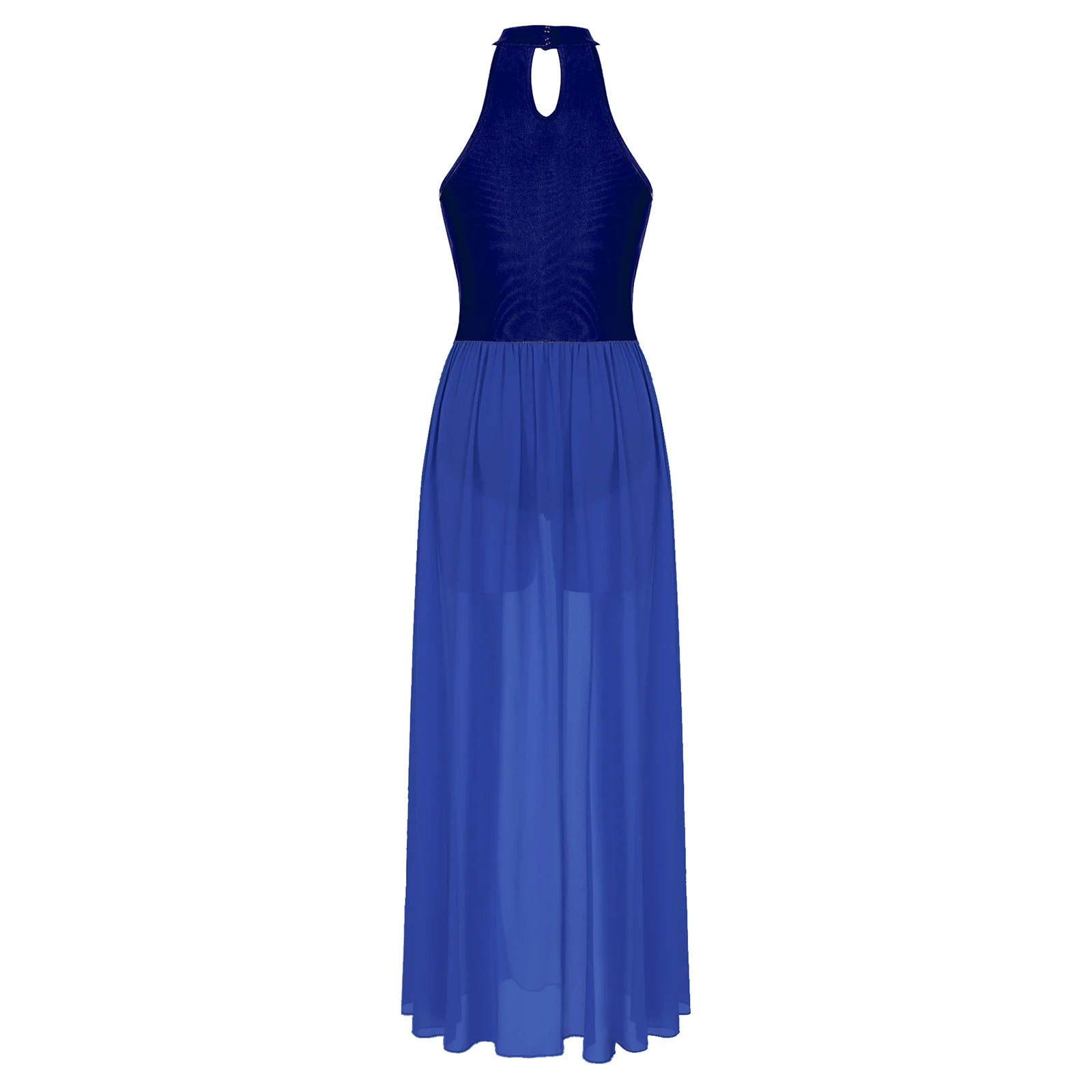 Vestido Elegante Maxi para Mulher com Decote Assimétrico e Cintura Marcada