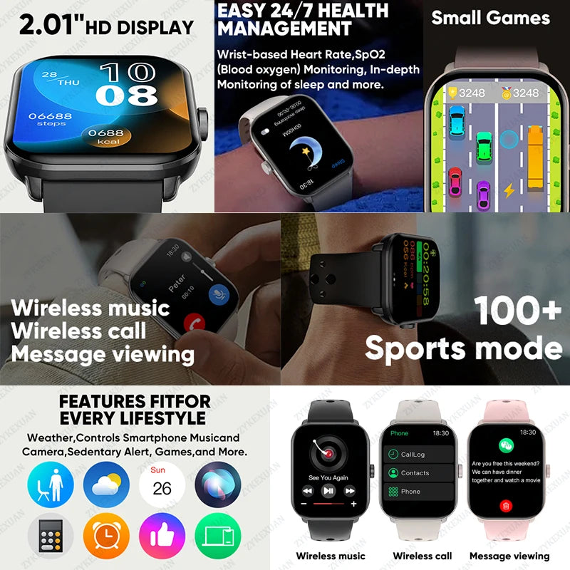Smartwatch AMOLED com Chamadas Bluetooth, GPS e Monitorização da Saúde