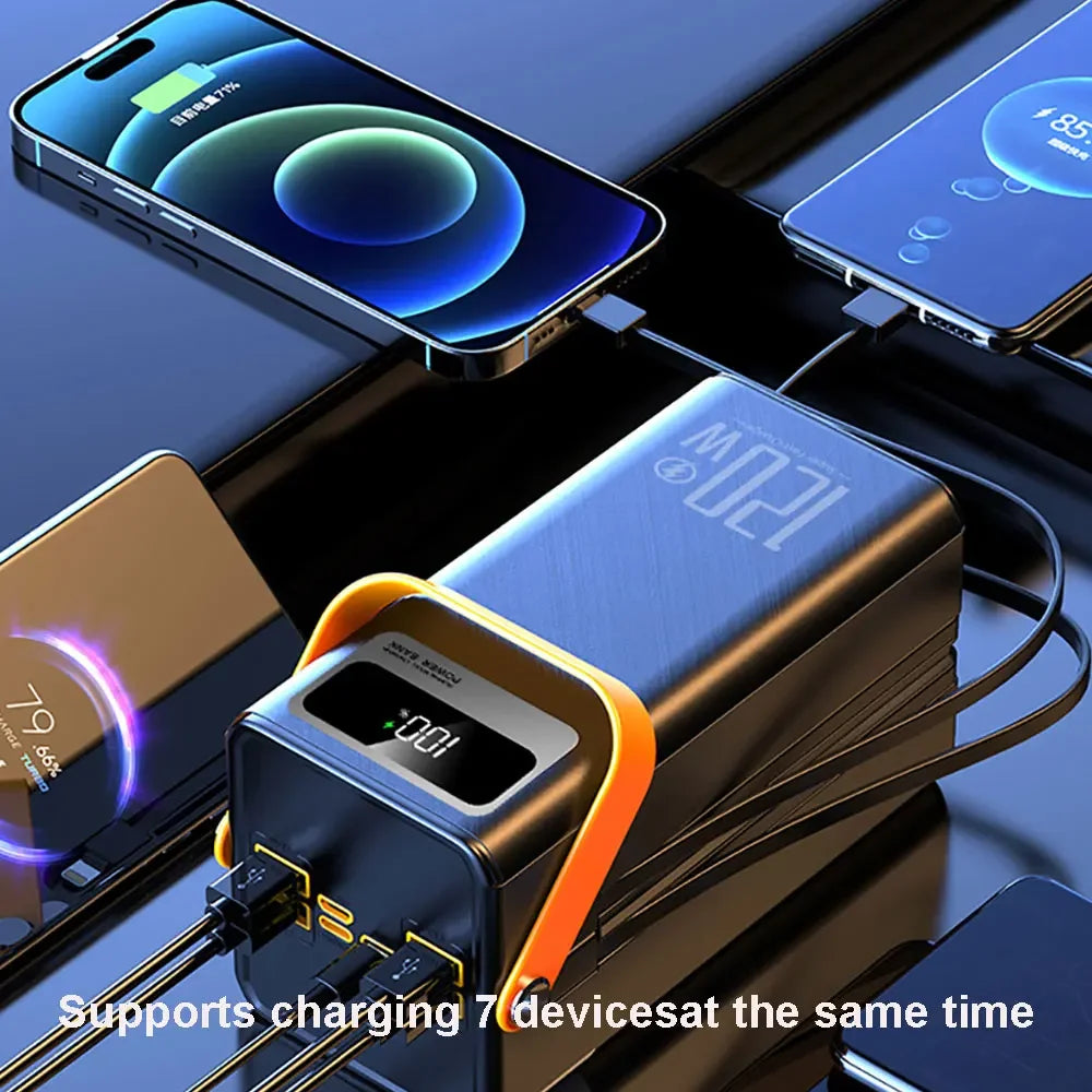 Power Bank Portátil 30.000/60.000 mAh 120W – Carregamento Rápido com Lanterna LED