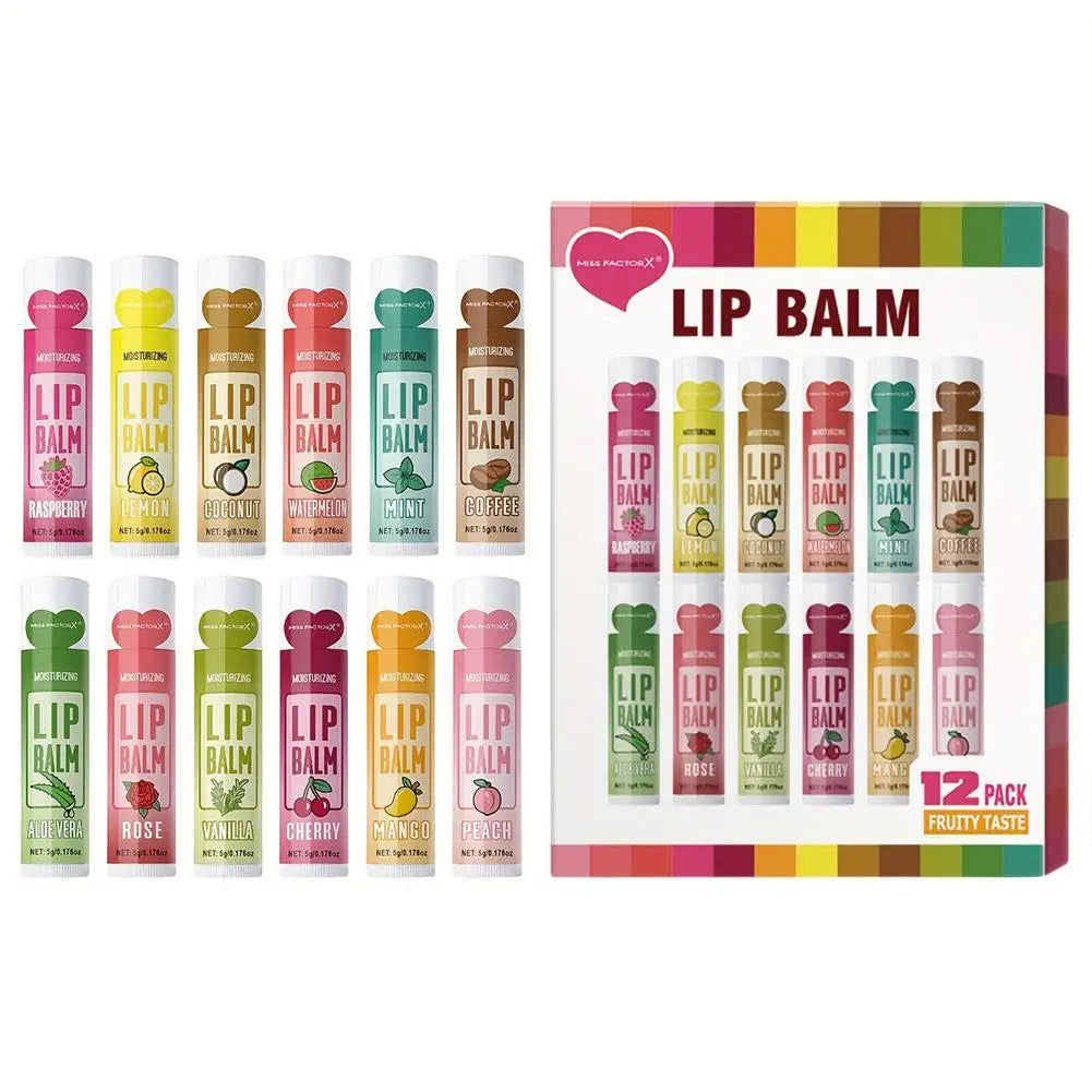 Conjunto de Bálsamos Labiais Hidratantes com Aroma de Frutas