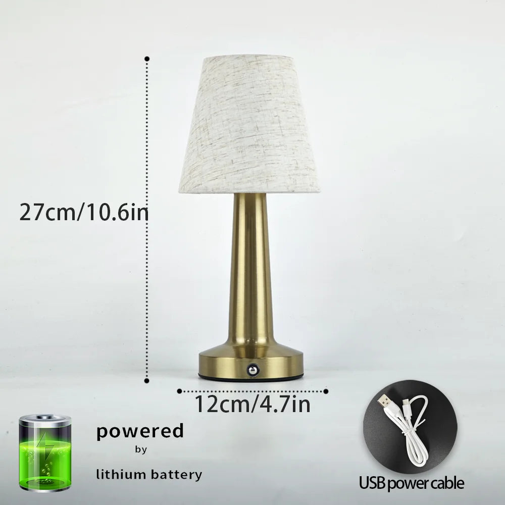 Candeeiro de Mesa LED Touch Recarregável com Abajur Premium
