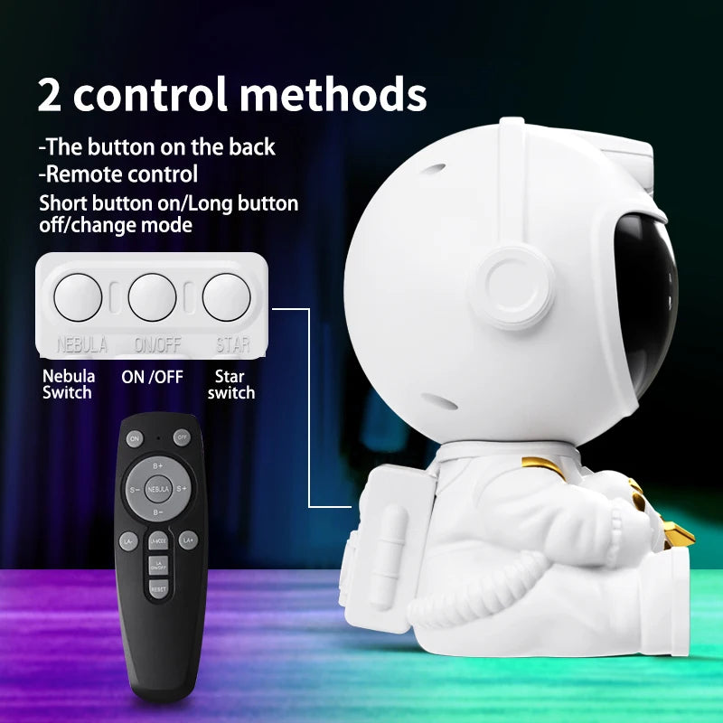 Projetor Astronauta LED – Luz Noturna Galáxia com Nebulosa e Estrelas
