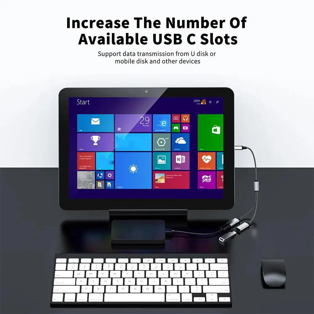 Hub USB-C Multiportas 3 em 1 | Adaptador OTG de Alta Velocidade