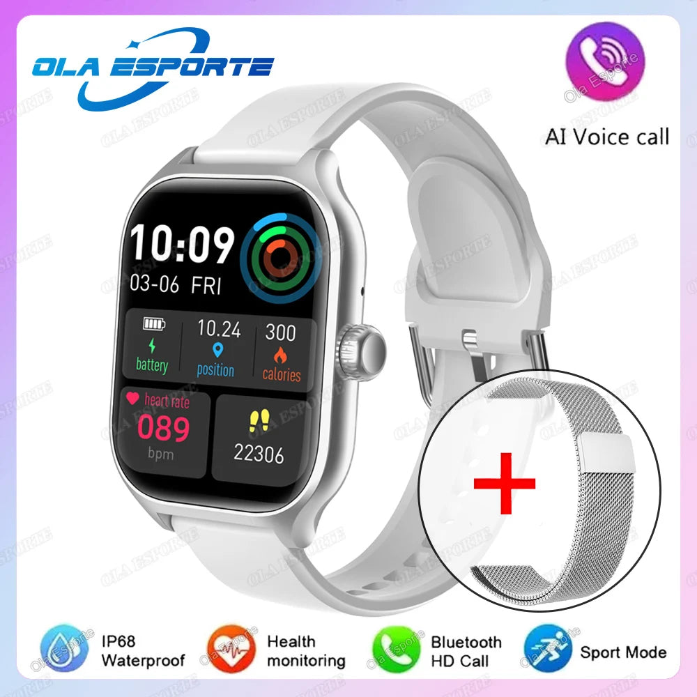 Smartwatch HD 2,01” com Chamadas Bluetooth e Monitorização da Saúde
