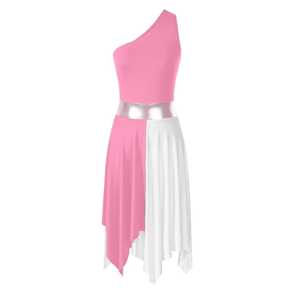 Vestido Elegante Maxi para Mulher com Decote Assimétrico e Cintura Marcada